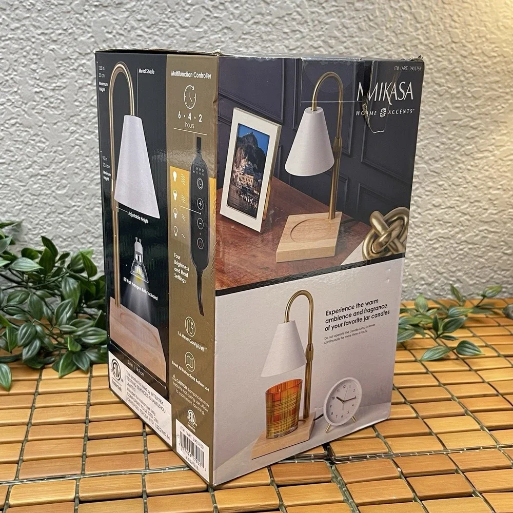 Mikasa Adjustable Height Candle Warmer White/Gold 4 Brightness & Heat Settings